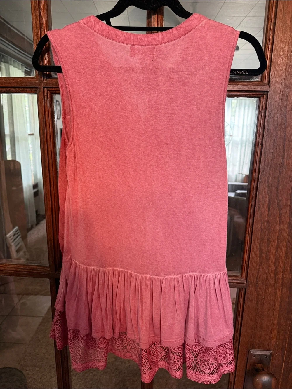Artesia‎ Womens Tiered Boho Lace Hem Tunic Top Sleeveless Mauve Pink Medium